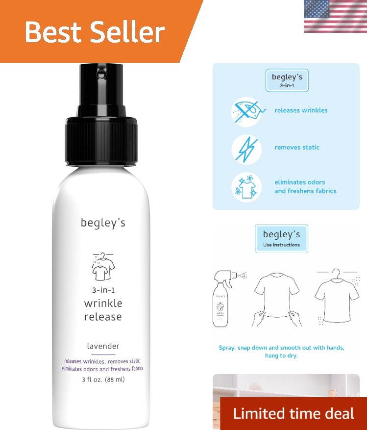 Cruelty-Free Lavender Wrinkle Remover Spray – Quick Fix (3 oz Travel Size)