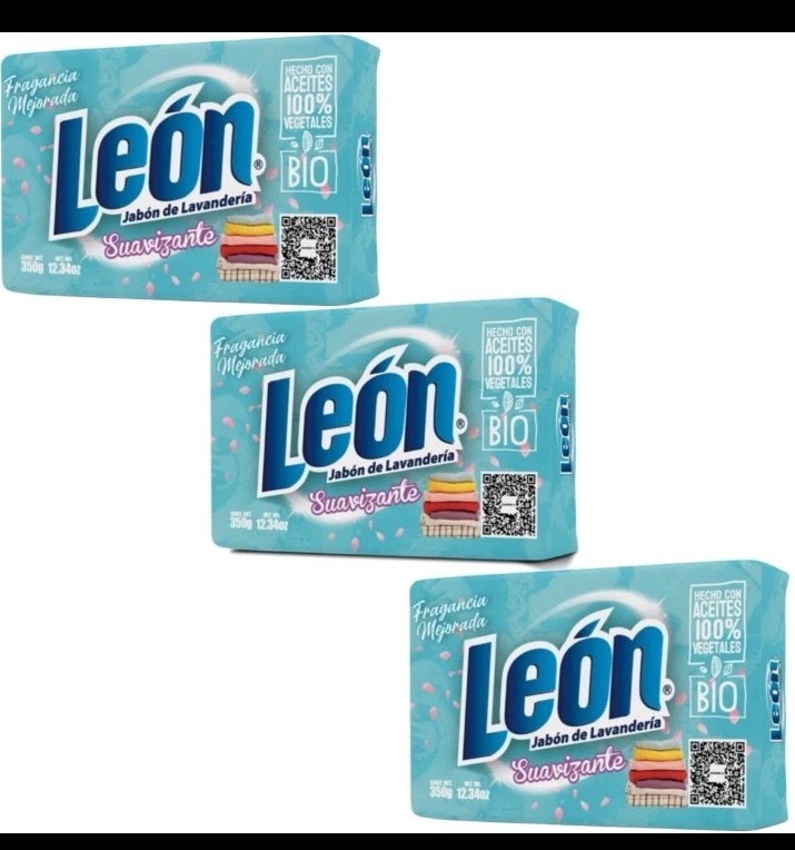 3X LEON Jabón SUAVIZANTE 🇲🇽 Bar Laundry Soap, 350g, 3 Pack Fast Shipping León❗