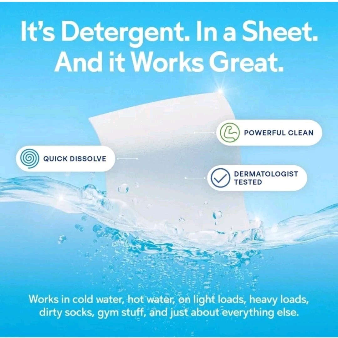 Earth Breeze Laundry Detergent Sheets, Fresh Scent Eco Sheets 30 Count 60 Loads.