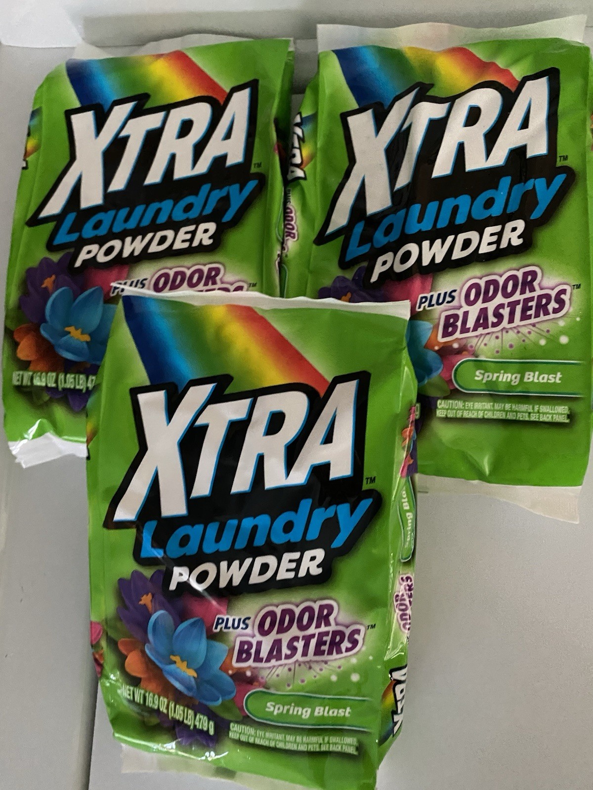 XTRA Powder Laundry Detergent Plus Odor Blasters Spring Blast 3 Pack