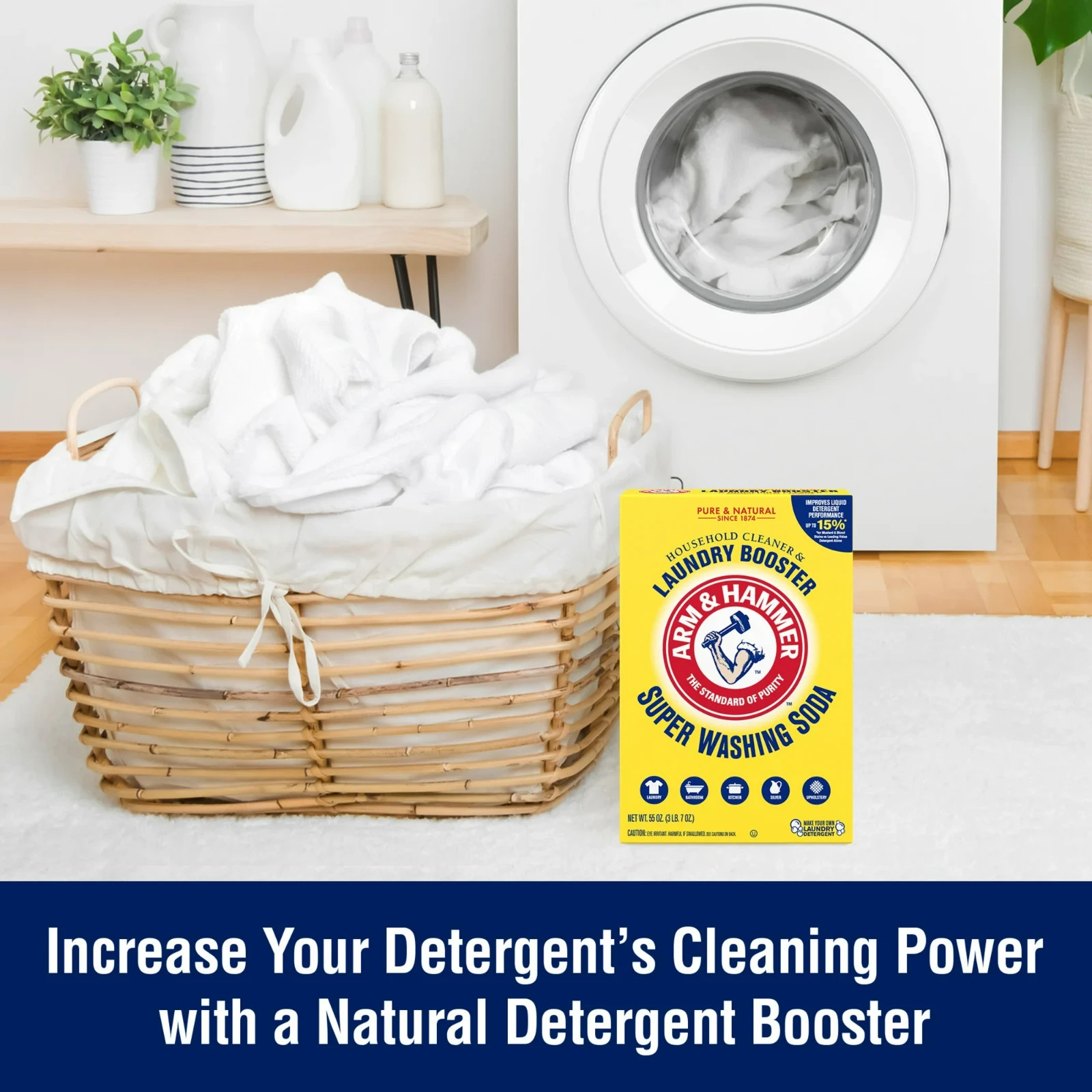 Arm & Hammer Super Washing Soda 55 oz Detergent Booster Household Cleaner