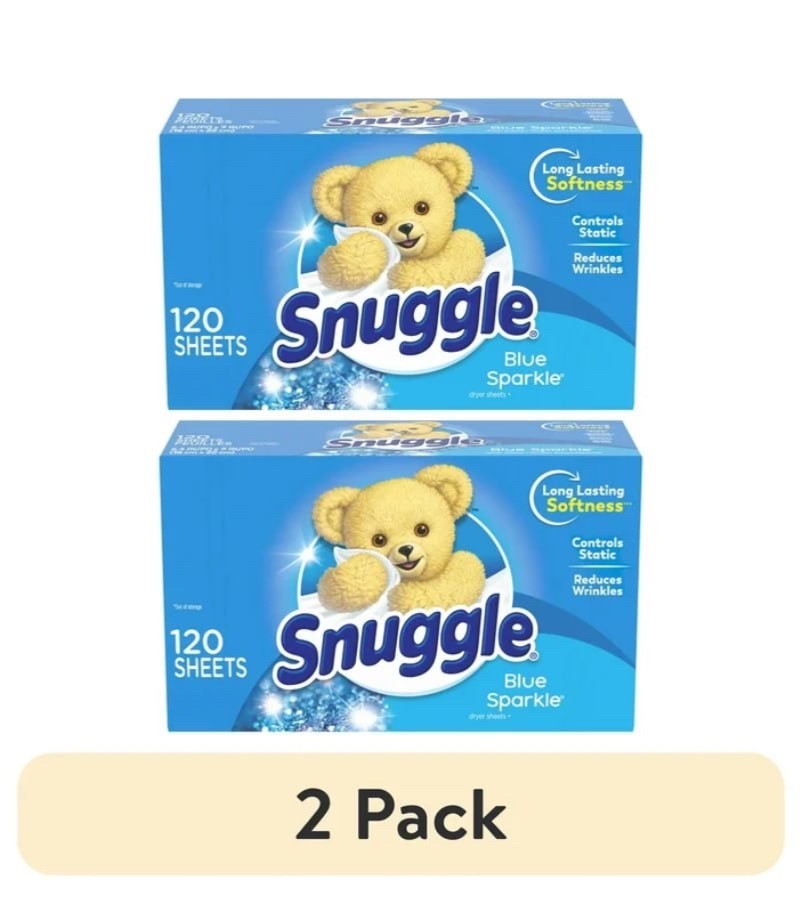 (2 Pack) Snuggle Fabric Softener Dryer Sheets, Blue Sparkle, 120 Ct