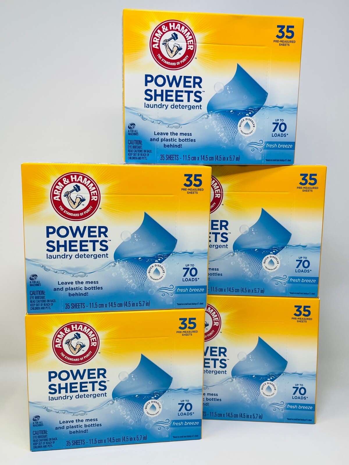 5 Arm & Hammer Power Sheets Laundry Detergent Fresh Breeze 35 Sheets New