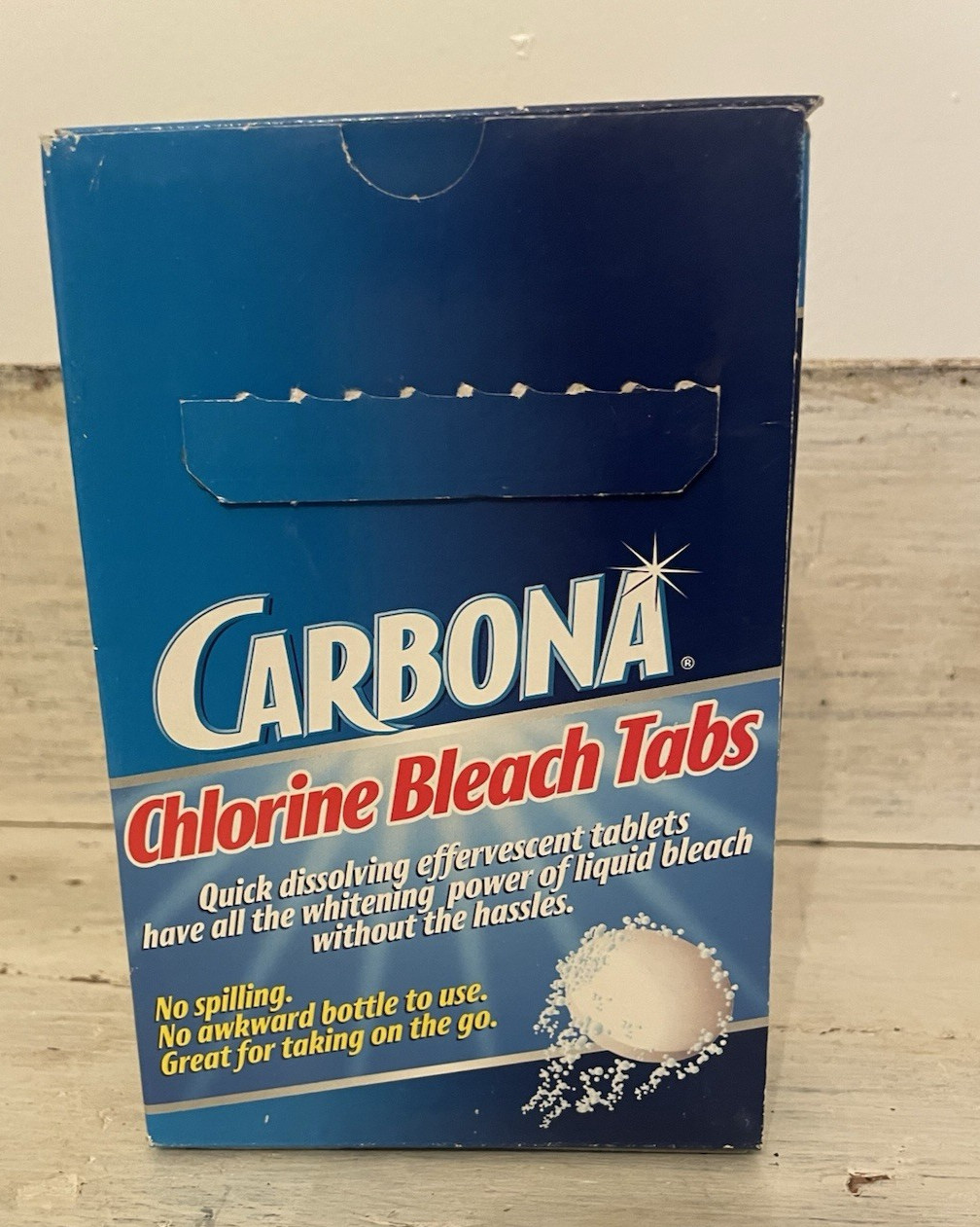 Vtg 2002 Box of Carbona Bleach Whitening 15 Tablets for Laundry Cleaning Prop