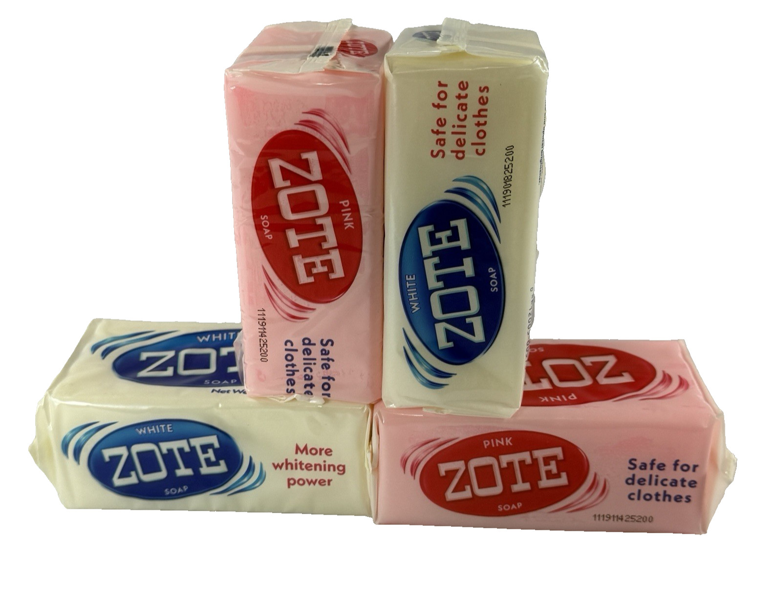 Zote Laundry Bar Soap Stain Remover Pink White 4 Pack 14.1 oz 400g Mexican Made