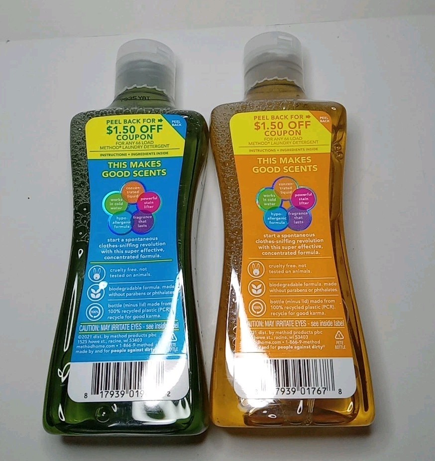 2 Method Laundry Detergent Ginger Mango & Fresh Air 8.1 OZ/240 mL 10 Loads Each