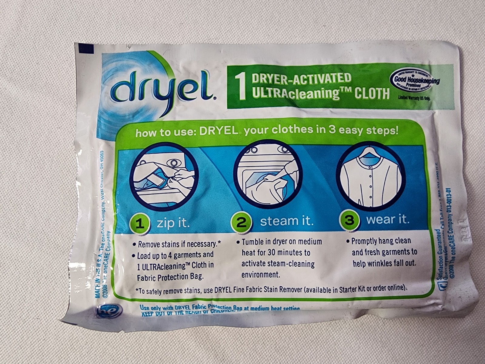 Dryel Starter Kit Lot Dry Clean At Home Original Scent w/ Bags, 10 Cloths