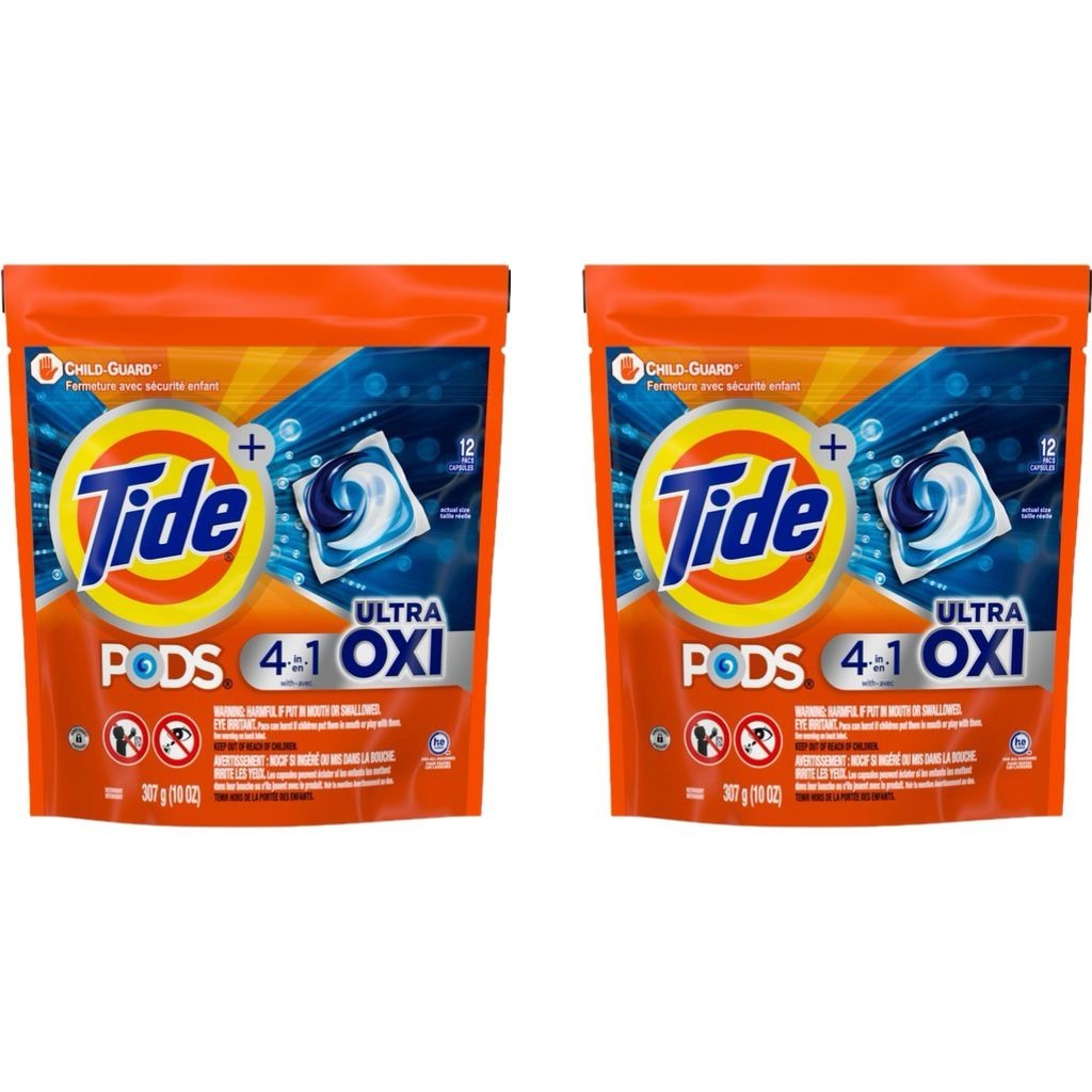 Tide Pods 4 in 1 Oxi Original Scent Laundry Detergent Pacs Cleaner 12 Pods