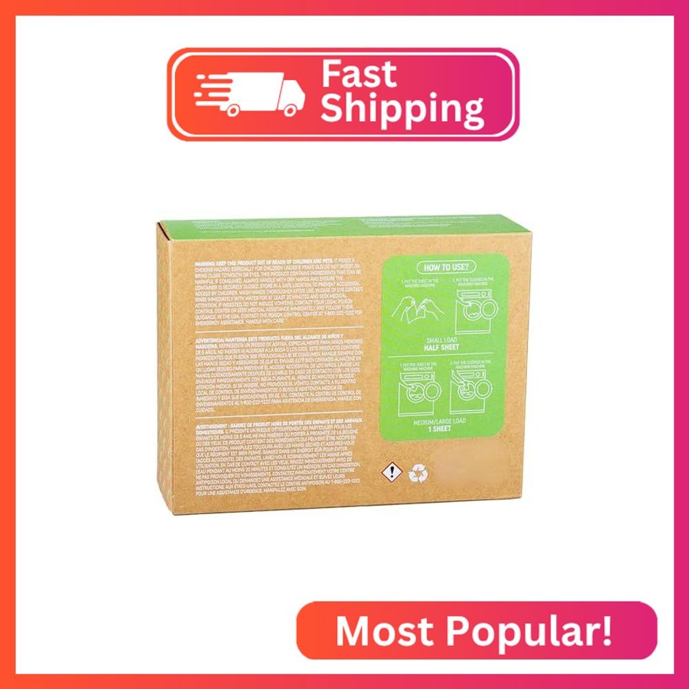 Laundry Detergent Sheets Fresh Scent, Eco Friendly, No Plastic Packaging, Up to