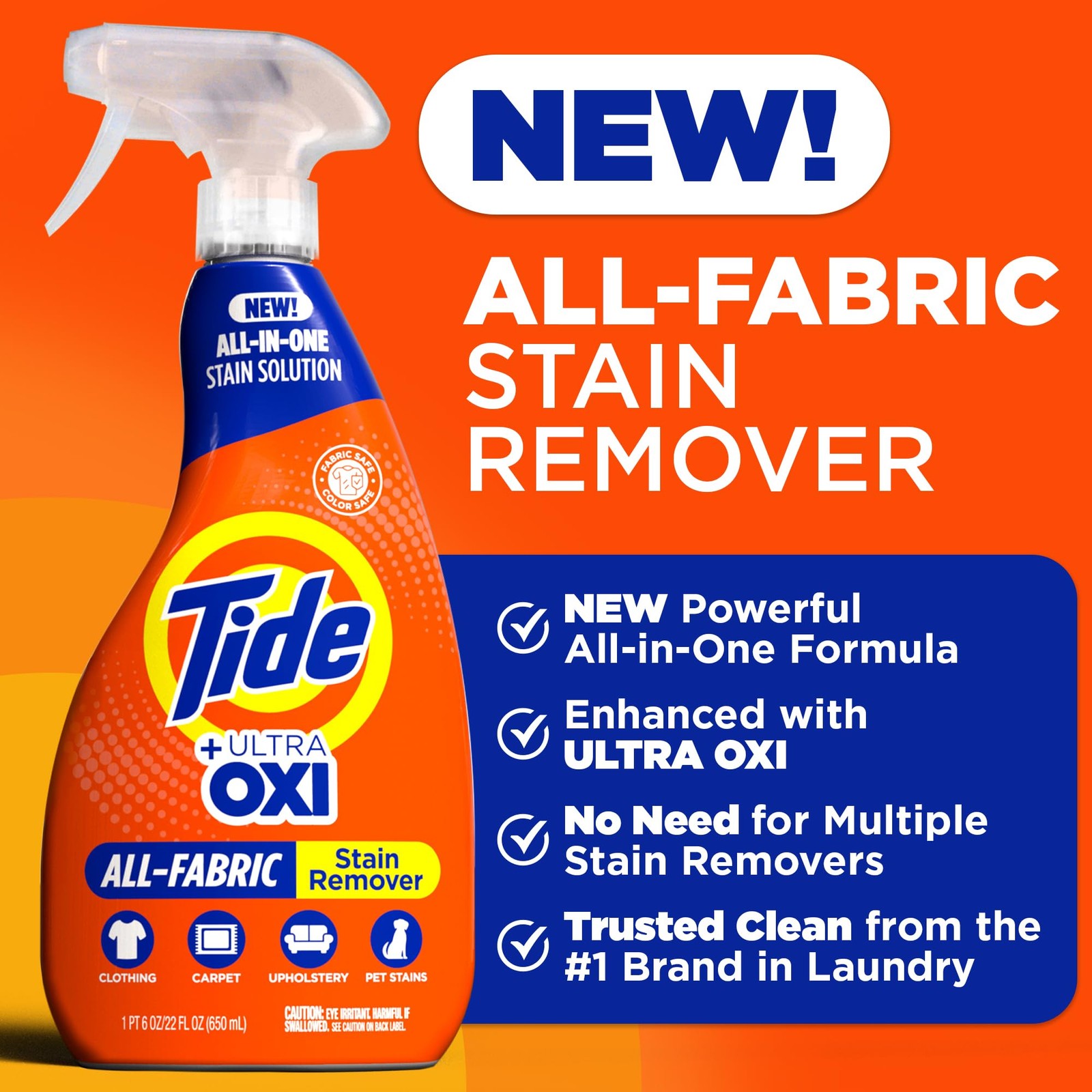 Tide Laundry Stain Remover Spray with 15.67 Fl Oz (Pack of 3), Orange, Blue