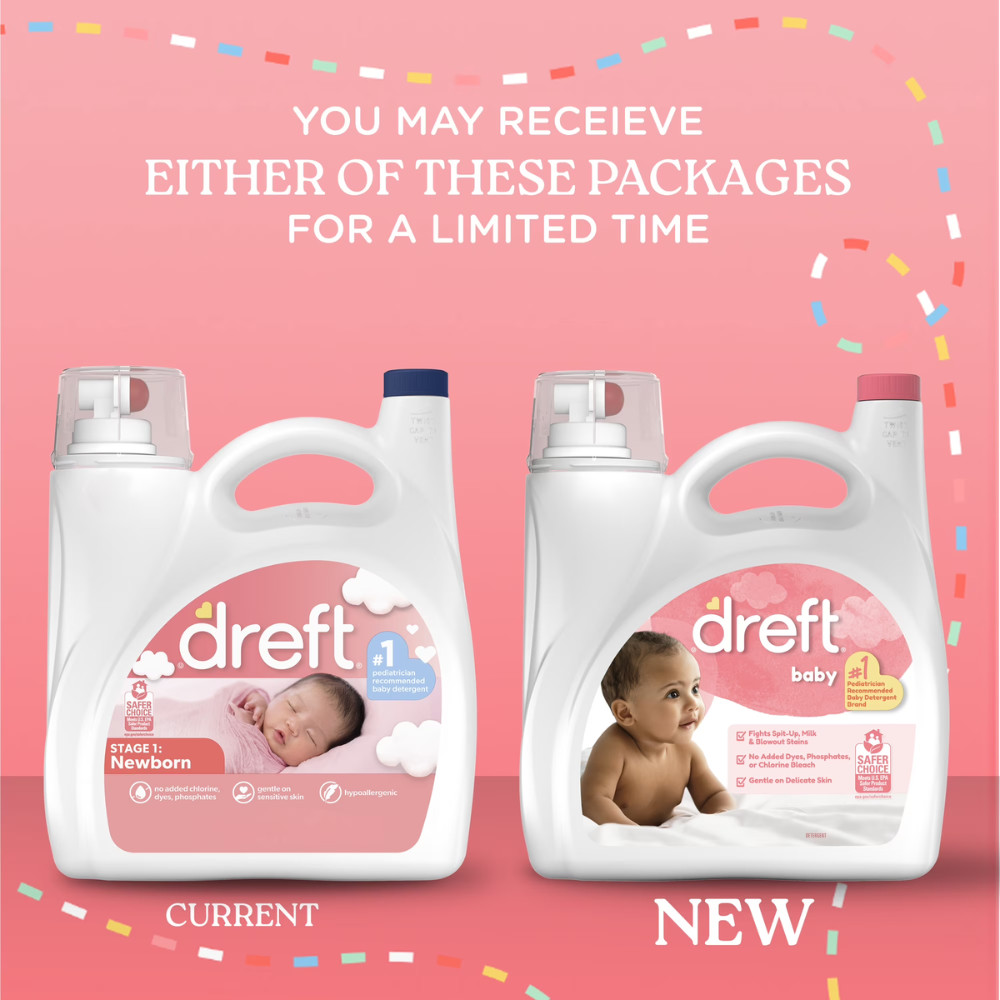 Dreft Newborn Baby Liquid Laundry Detergent Sensitive Skin HE, 105 fl oz 80Loads