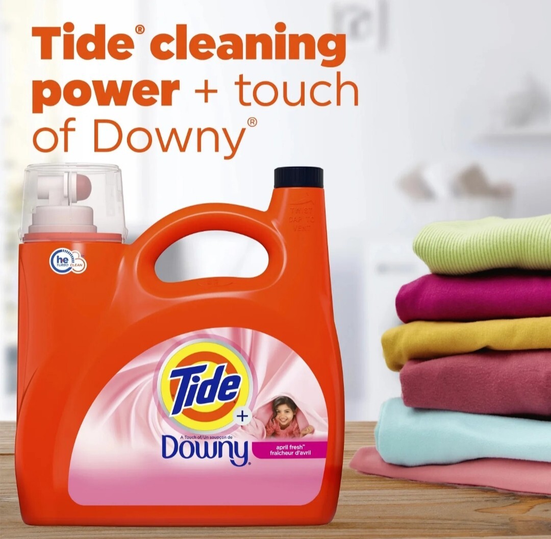 Tide Plus A Touch of Downy Liquid Laundry Detergent, April Fresh 105 Oz 74 Loads