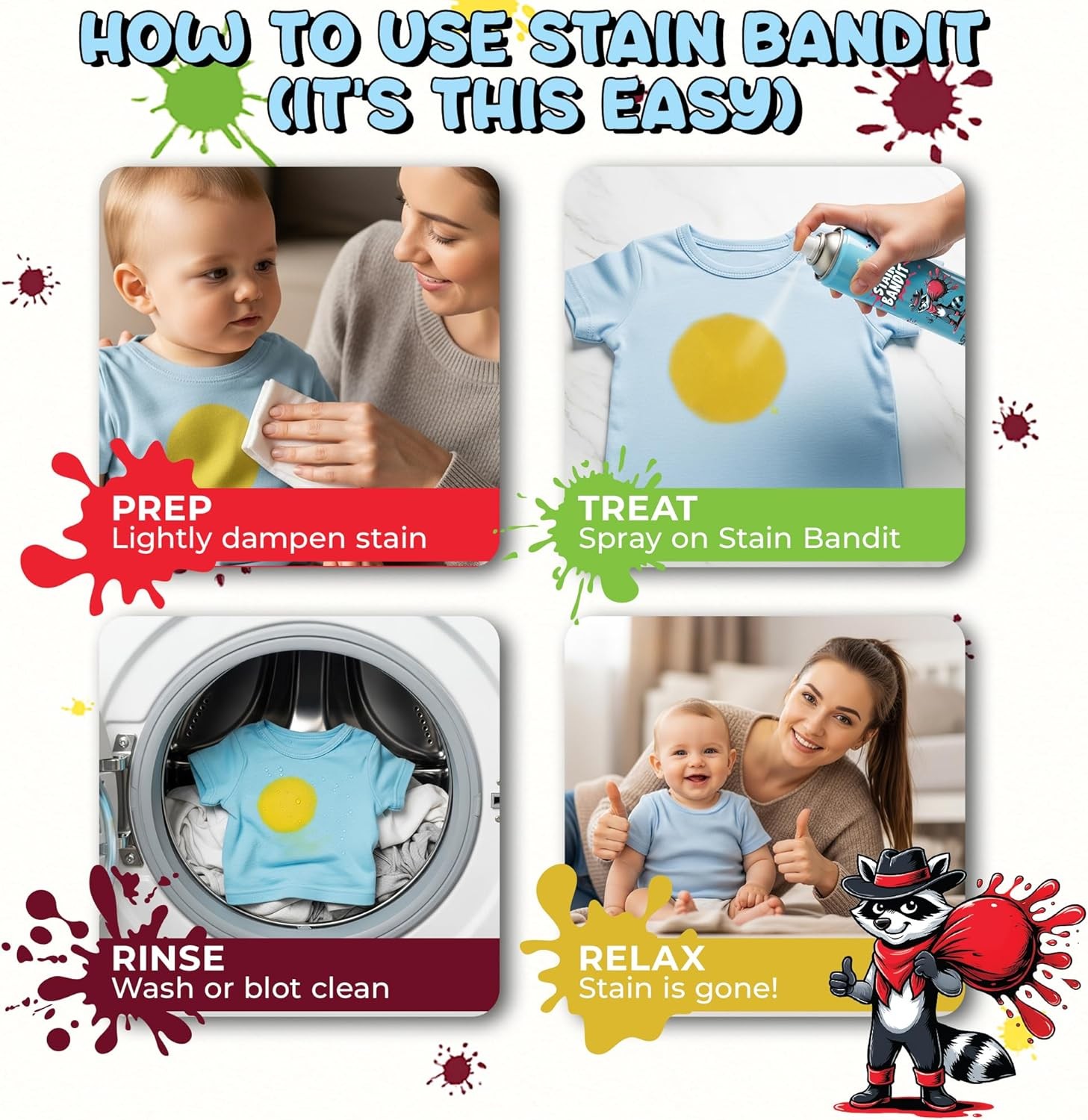 Stain Remover Spray | Non-Toxic Stain Remover Family Safe Formula | Bag-On-Valve