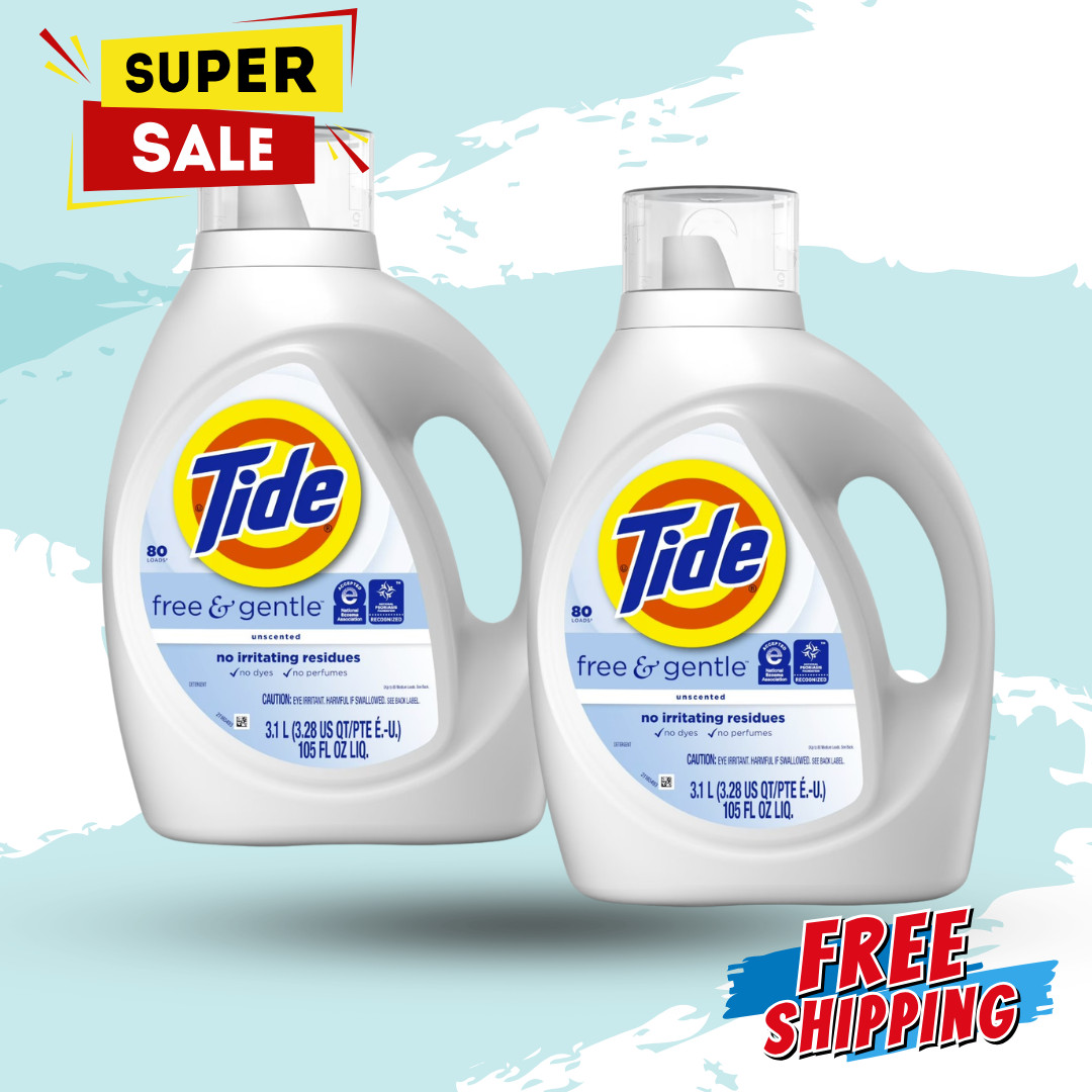 SALE-Tide Free & Gentle Liquid Laundry Detergent 105 fl oz 160 Loads Total 2 Pck