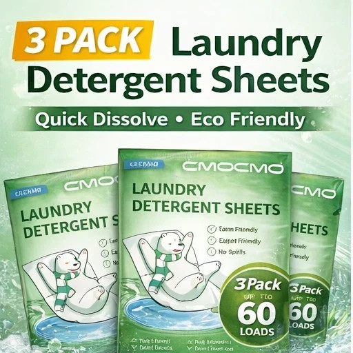 3 Pack Laundry Detergent Sheets Eco Friendly Quick Dissolve Travel Wash 60 Loads