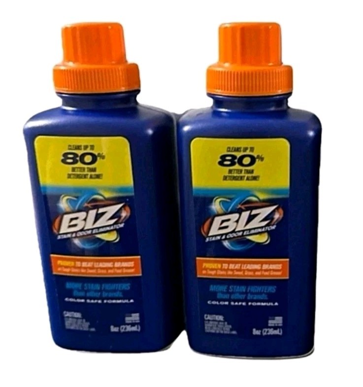 🧡 BIZ 🧡 (2-PACK) 8 Fl. Oz. 🫧 ●STAIN & ODOR ELIMINATOR● 🫧 Laundry 🫧 Booster.