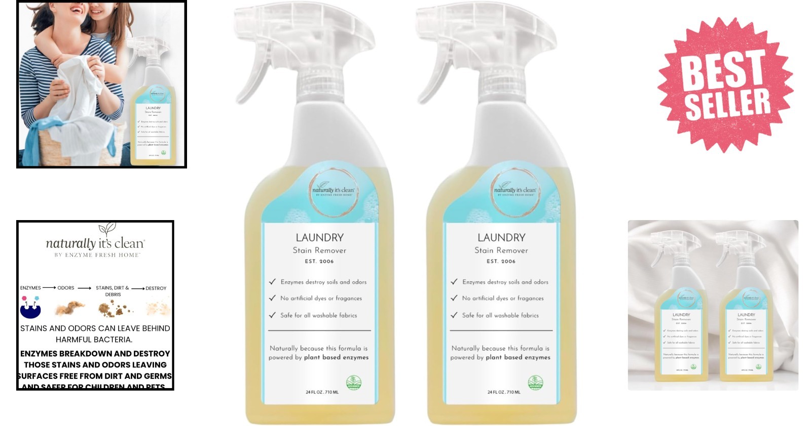 Powerful Natural Stain Remover Spray – Biodegradable & Hypoallergenic 48 oz Pack