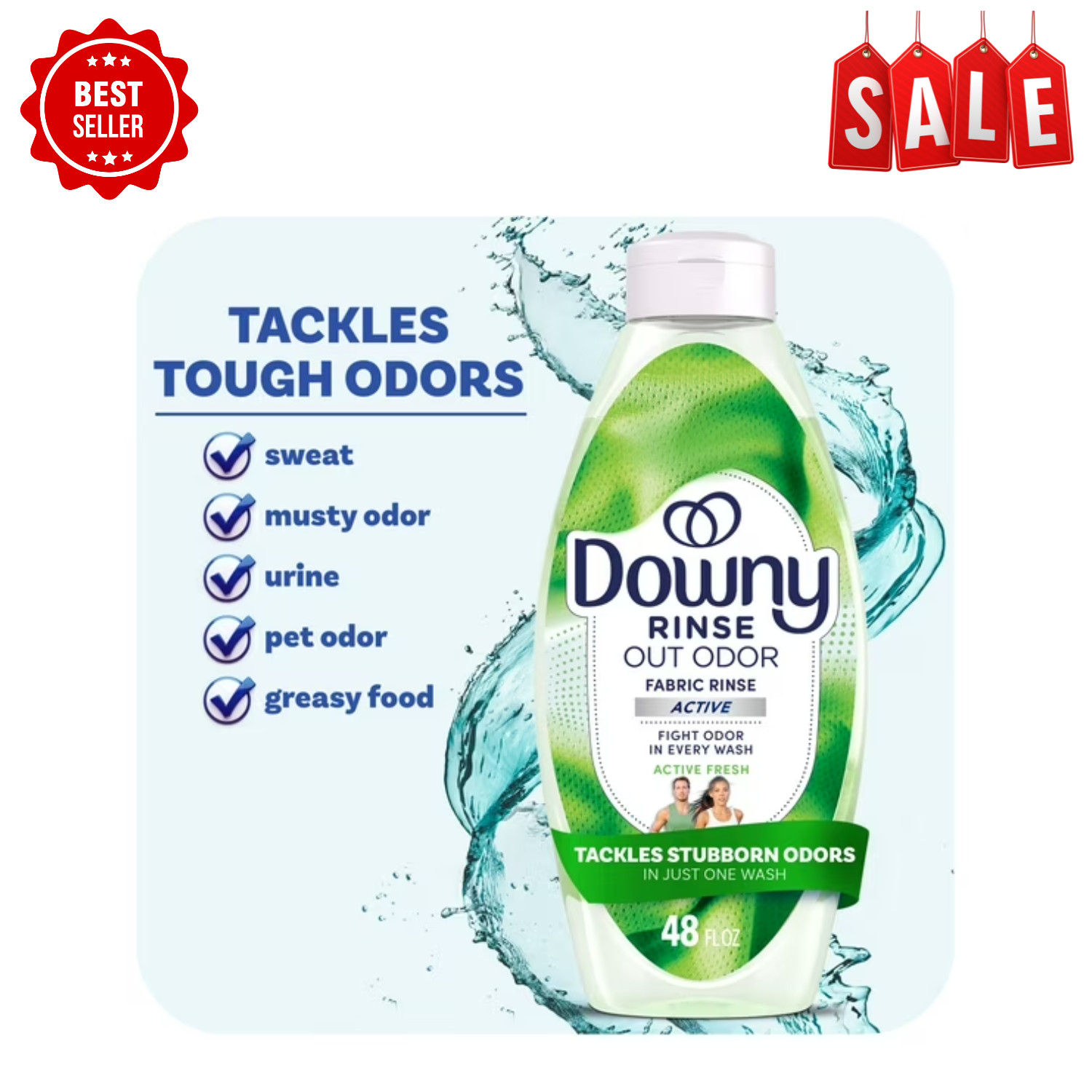 Downy Rinse Out Odor Laundry Rinse Active Fresh Scent Refreshes 48 Fl Oz