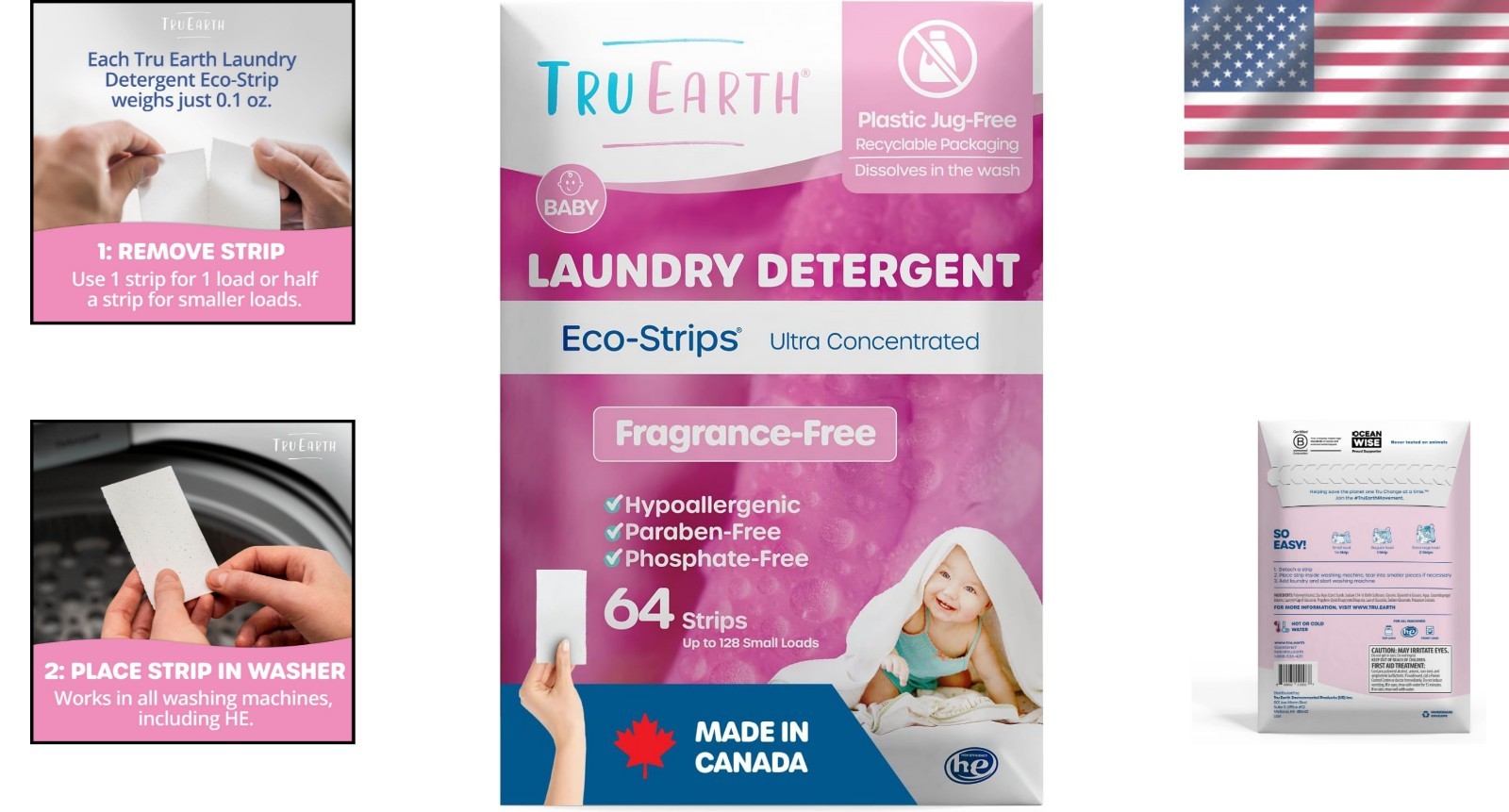 64 Count Hypoallergenic Baby Laundry Detergent Sheets – Fragrance Free Care