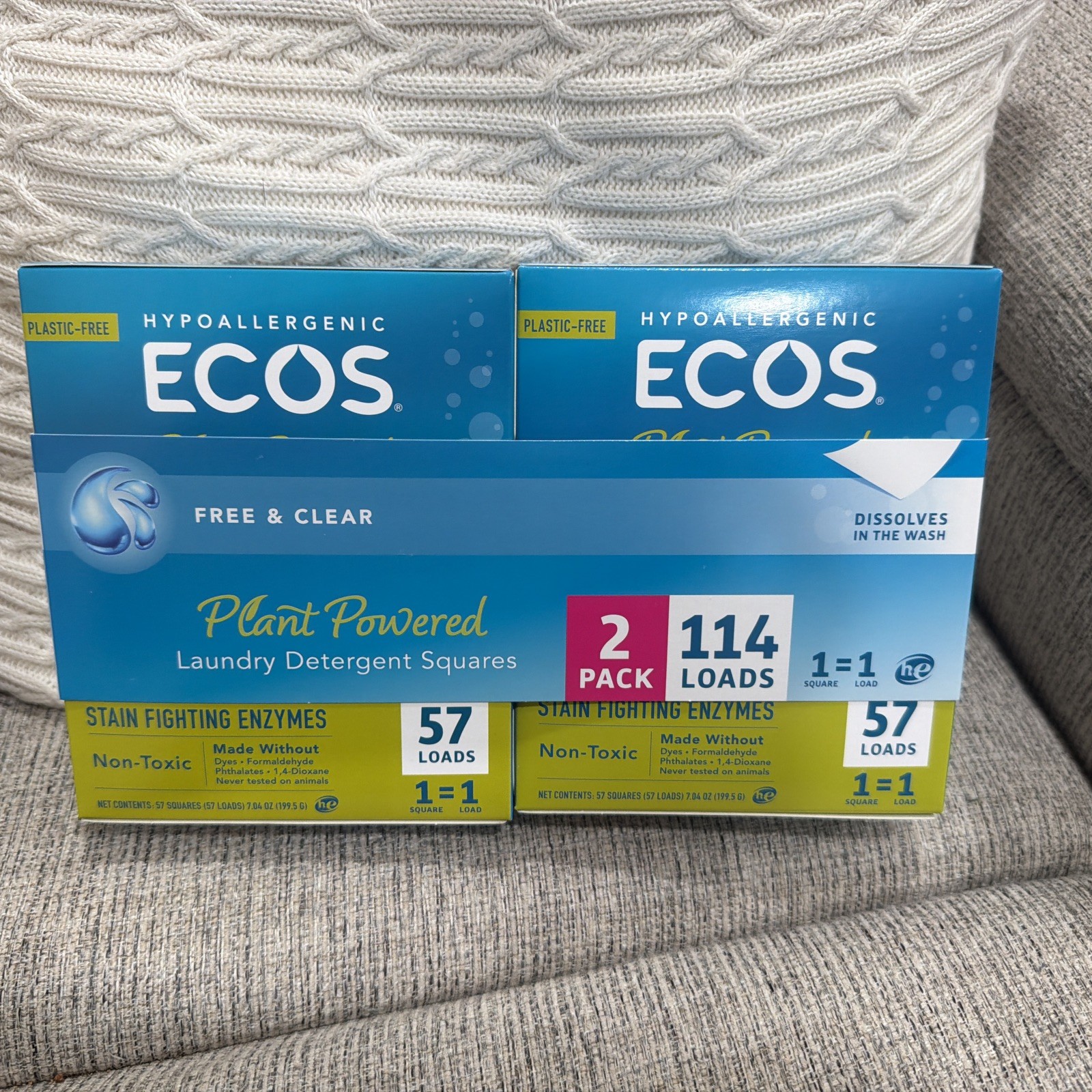 ECOS Eco-Friendly Laundry Detergent Sheets, Free and Clear, 114 Sheets Vegan 2Pk