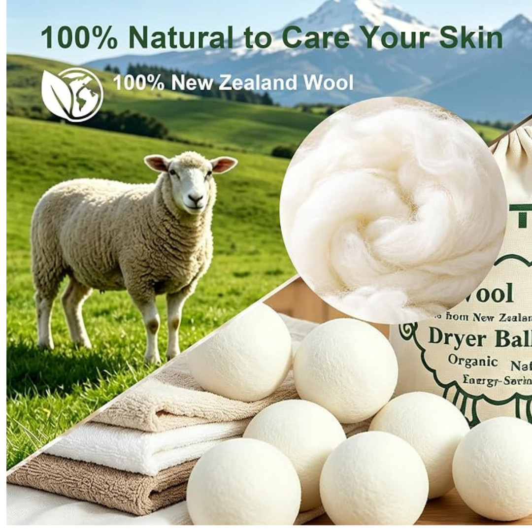 XL Wool Dryer Balls 6 Pack 100% New Zealand Wool Reusable Natural Fabric Softene
