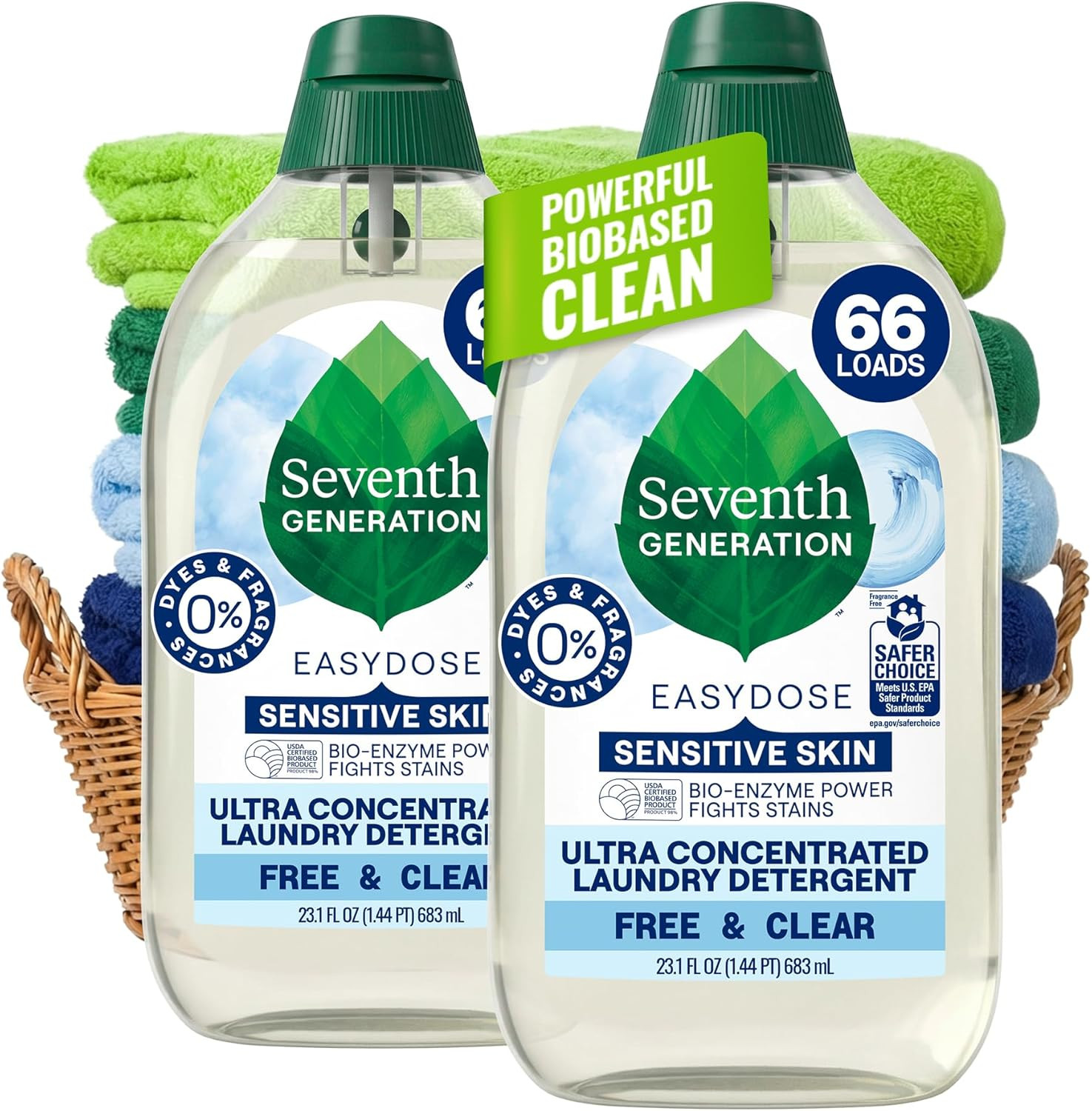 Seventh Generation EasyDose Laundry Detergent Free & Clear 23.1oz 4-Pack Bulk