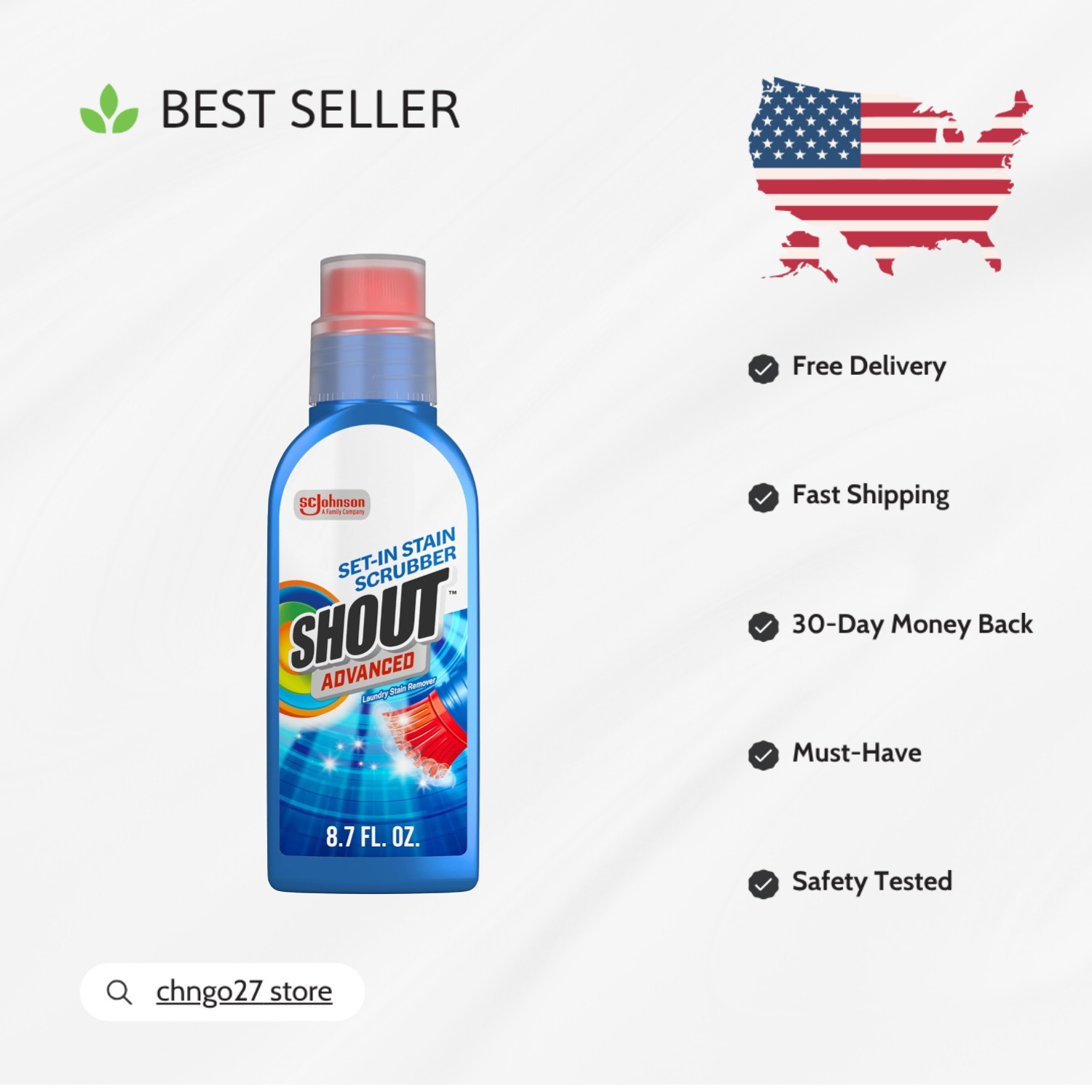 Ultra Concentrated 8.7oz Shout Stain Remover Gel with Brush for Set-In Stains