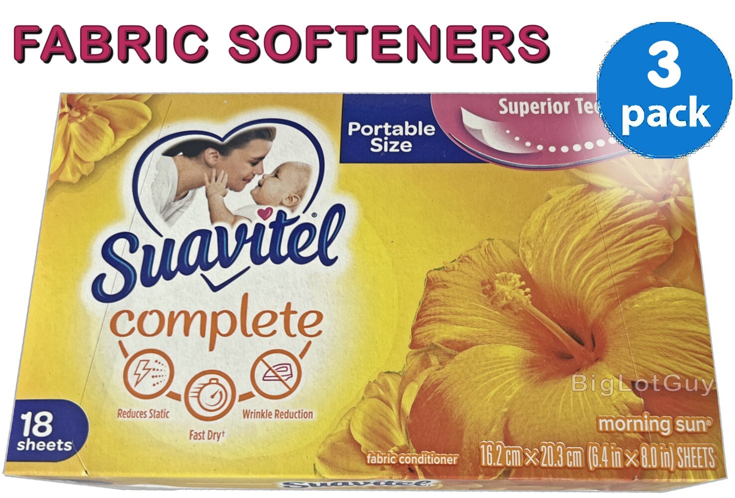 SUAVITEL Complete Morning Sun Fabric Softener Fragrant 18 Laundry Sheets 3-Boxes