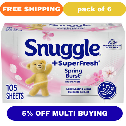 Snuggle Plus SuperFresh Dryer Sheets Spring Burst 105 Ct Pack of 2 Fabric Soften