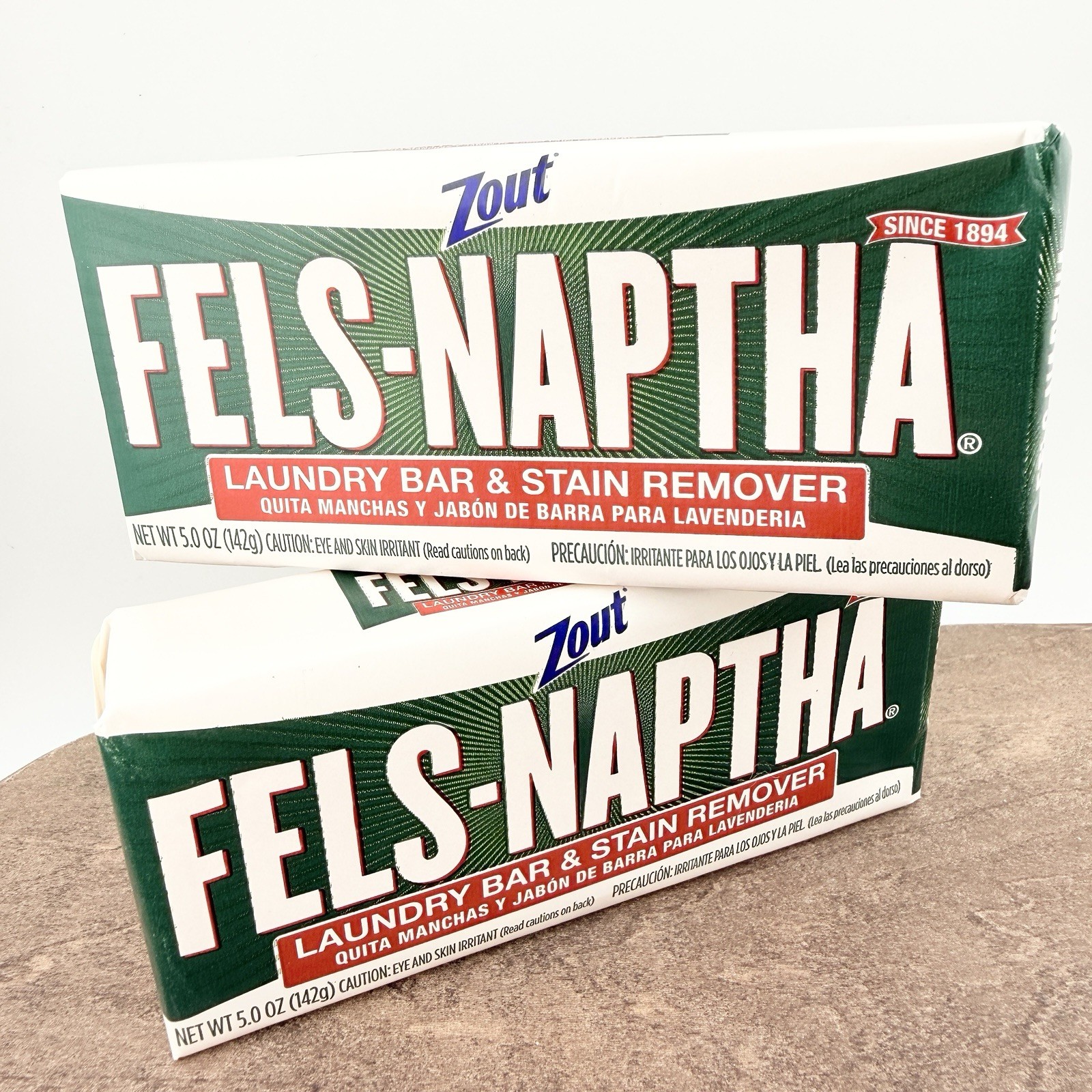 Fels-Naptha Heavy Duty Laundry Soap & Stain Remover 5oz Bar Classic 2-Pack J