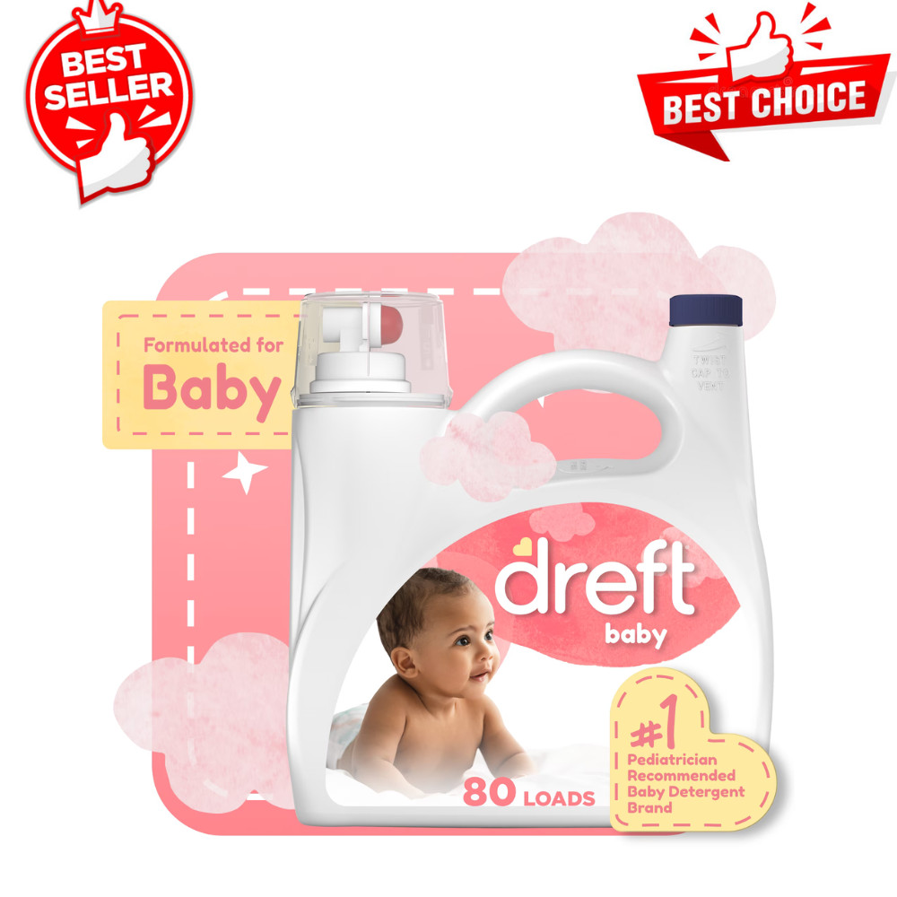Dreft Newborn Baby Liquid Laundry Detergent Sensitive Skin HE, 105 fl oz 80Loads