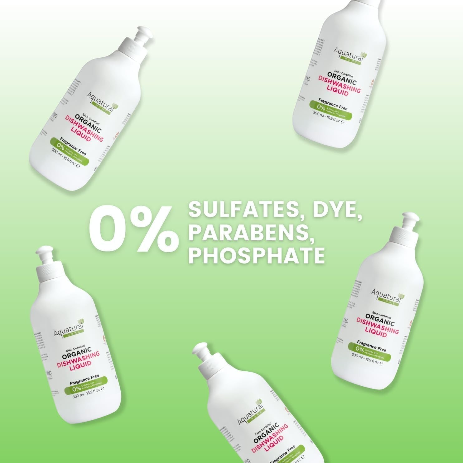Organic Dishwashing Liquid 16.9 Fl Oz, Plant Based, Unscented, Sensitive Skin