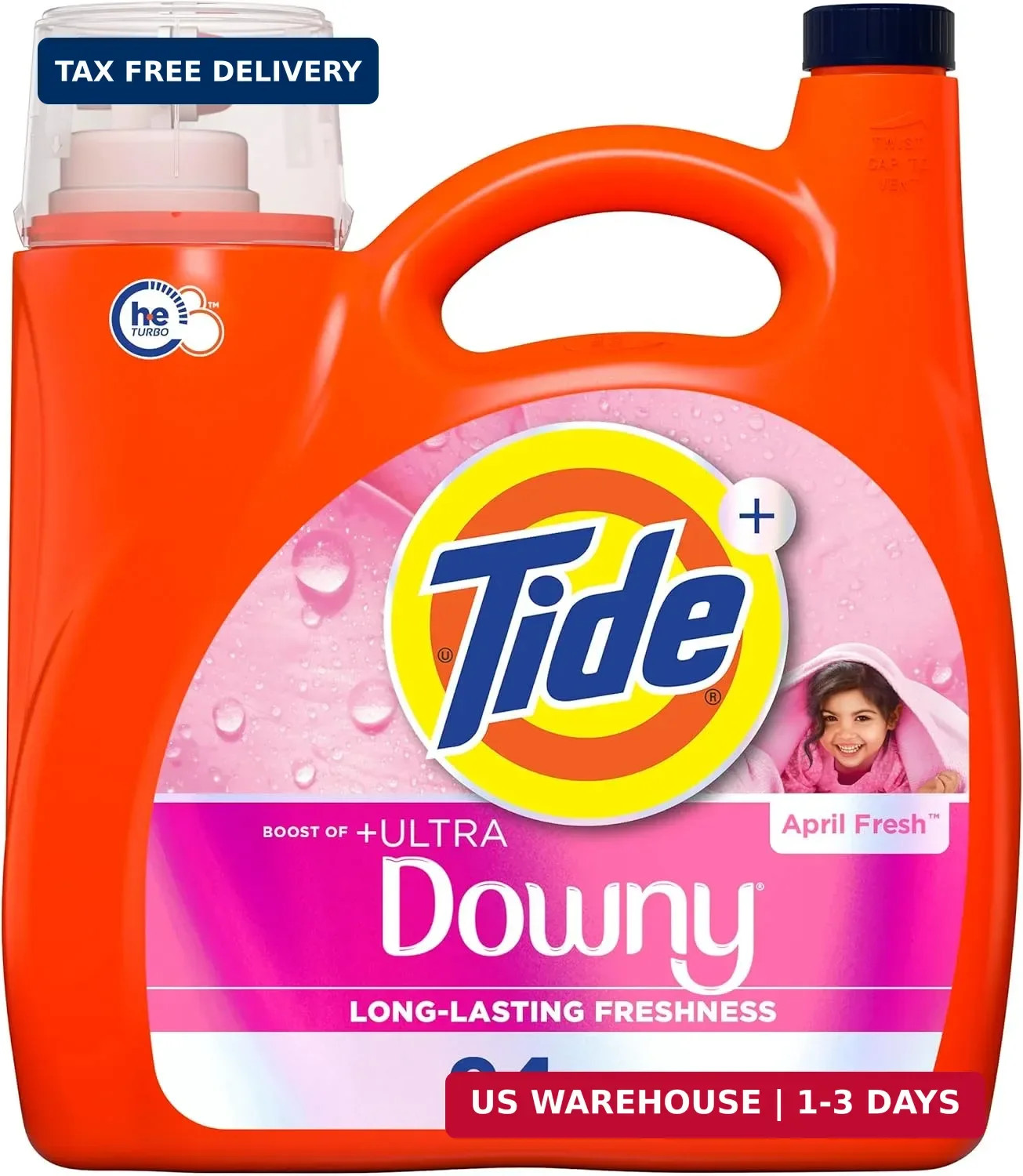 Tide Plus Boost of Ultra Downy Liquid Laundry Detergent, April Fresh Scent, 132