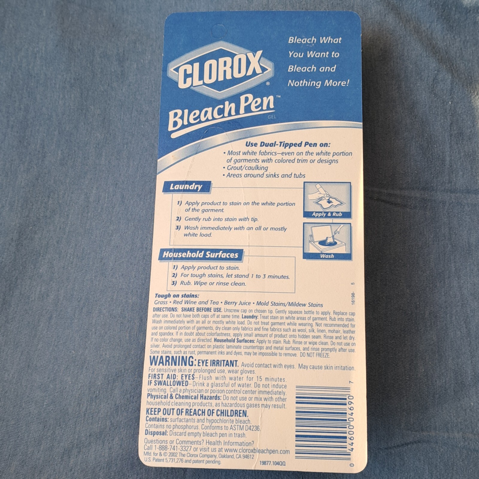2002 NEW Clorox Bleach Pen Gel Laundry & Household 2 oz Dual Tipped Stain Treat