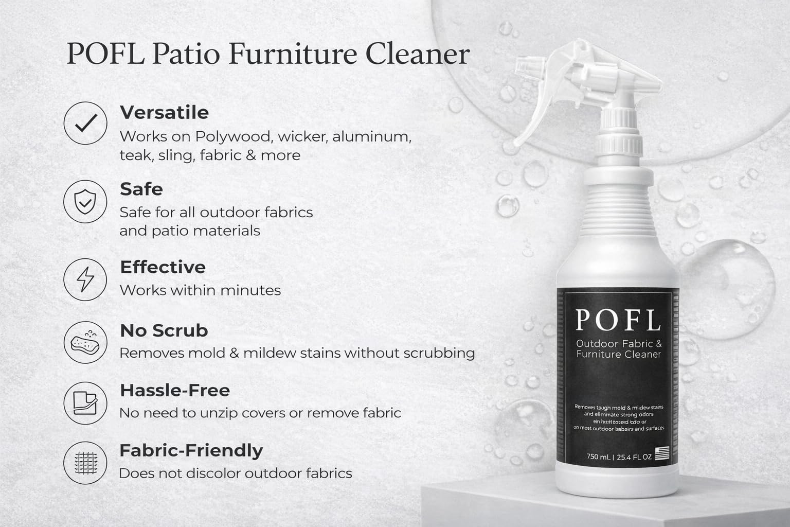 POFL Outdoor Fabric & Furniture Cleaner – Mold & 25.36 Fl Oz (Pack of 1)