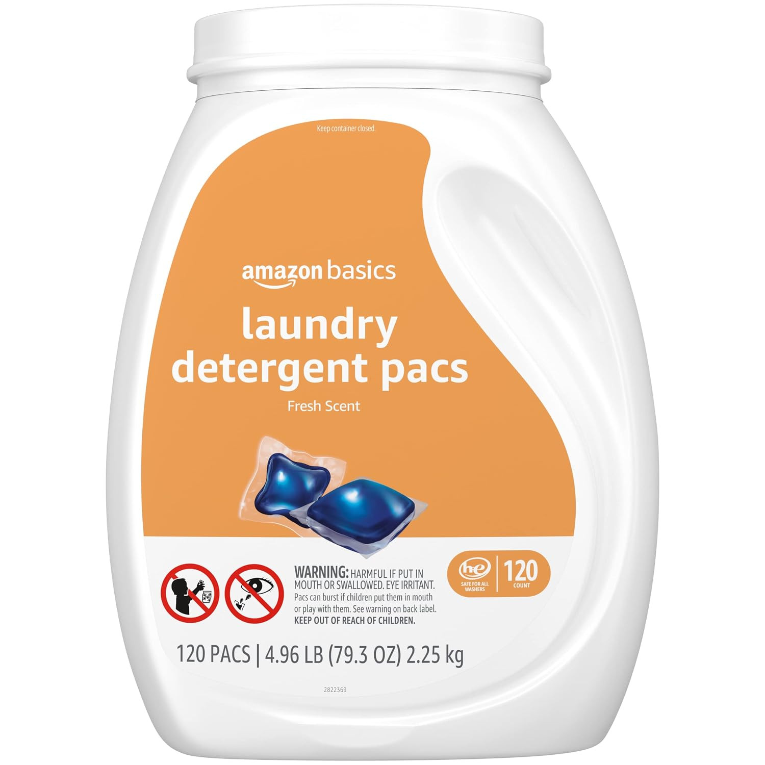 Laundry Detergent Pacs, Fresh Scent, HE Compatible, Dissolves in Cold Water, 120
