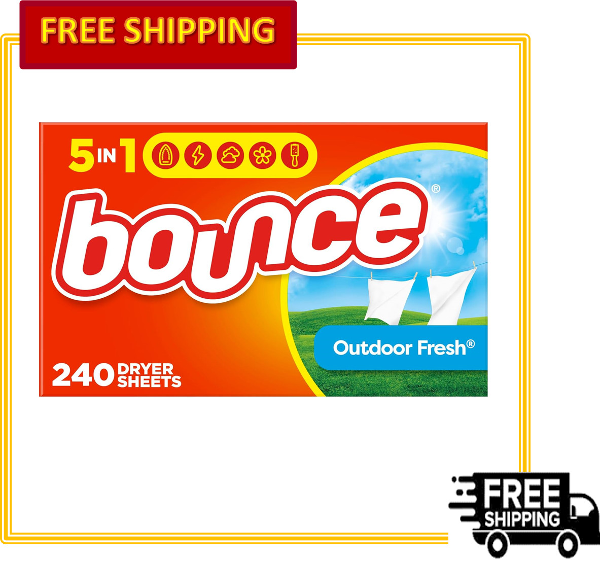 Bounce Free & Gentle Fabric Softener Dryer Sheets Unscented & Fresh Scents