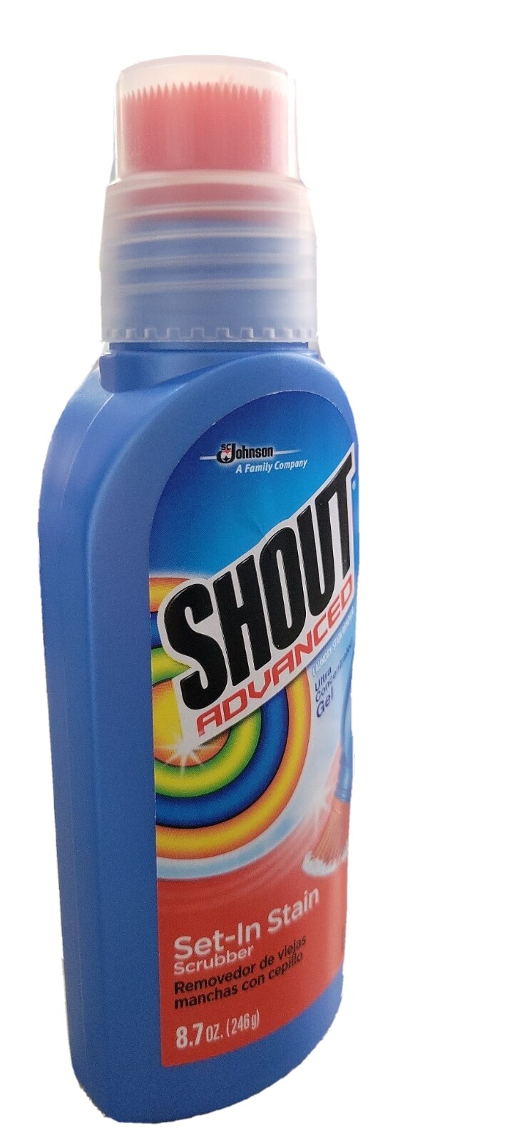 Shout Advanced laundry Stain Remover Ultra Concentrated Scrubber Brush 8.7 oz