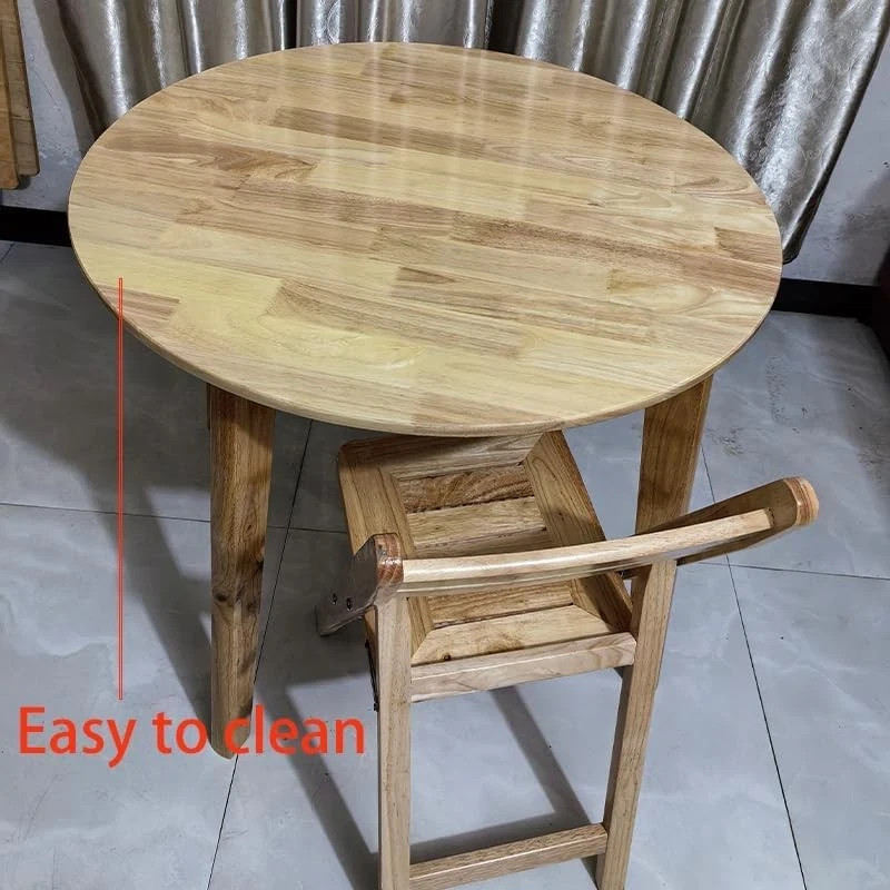 34.7″ Solid Wood Round Dining Table for Indoor/Outdoor Use, Easy Assembly