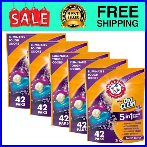 ARM & HAMMER OxiClean Power Paks 42 Ct 5-Pack Fast Ship USA