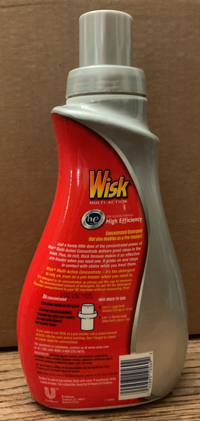 Wisk Multi-Action 3X Concentrated Low Sudsing Formula HE Laundry Detergent ~ NOS