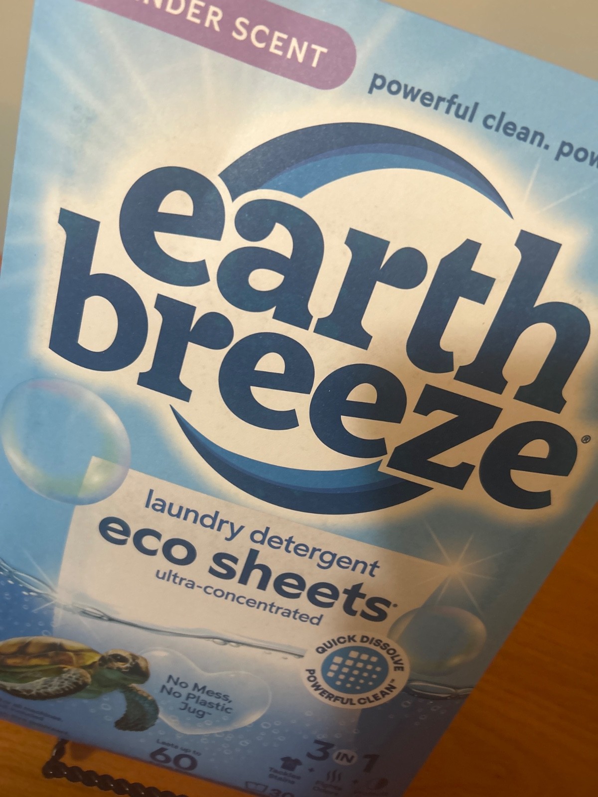 Earth Breeze Lavender Scent laundry detergent eco-sheets designed to tackle stai