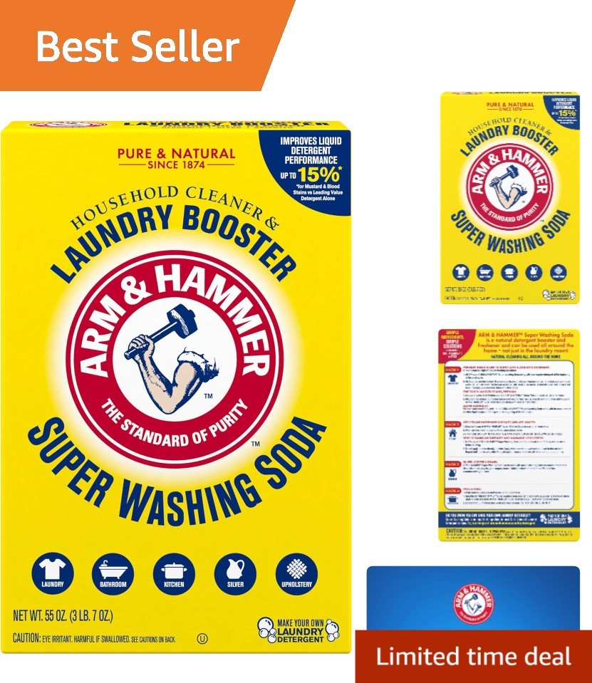 Natural 55 oz Super Washing Soda for Laundry Boosting and Household Cleaning