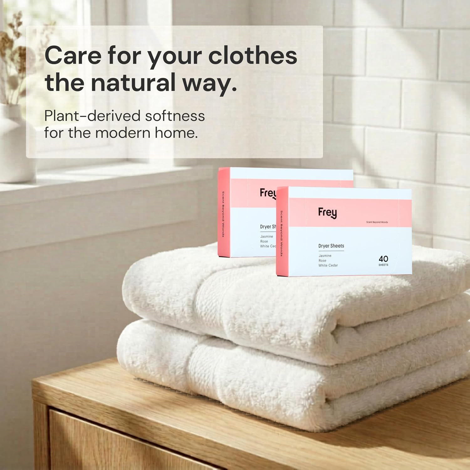 FREY Naturally Scented Dryer Sheets | Eco Friendly Fabric Softener for Static Co