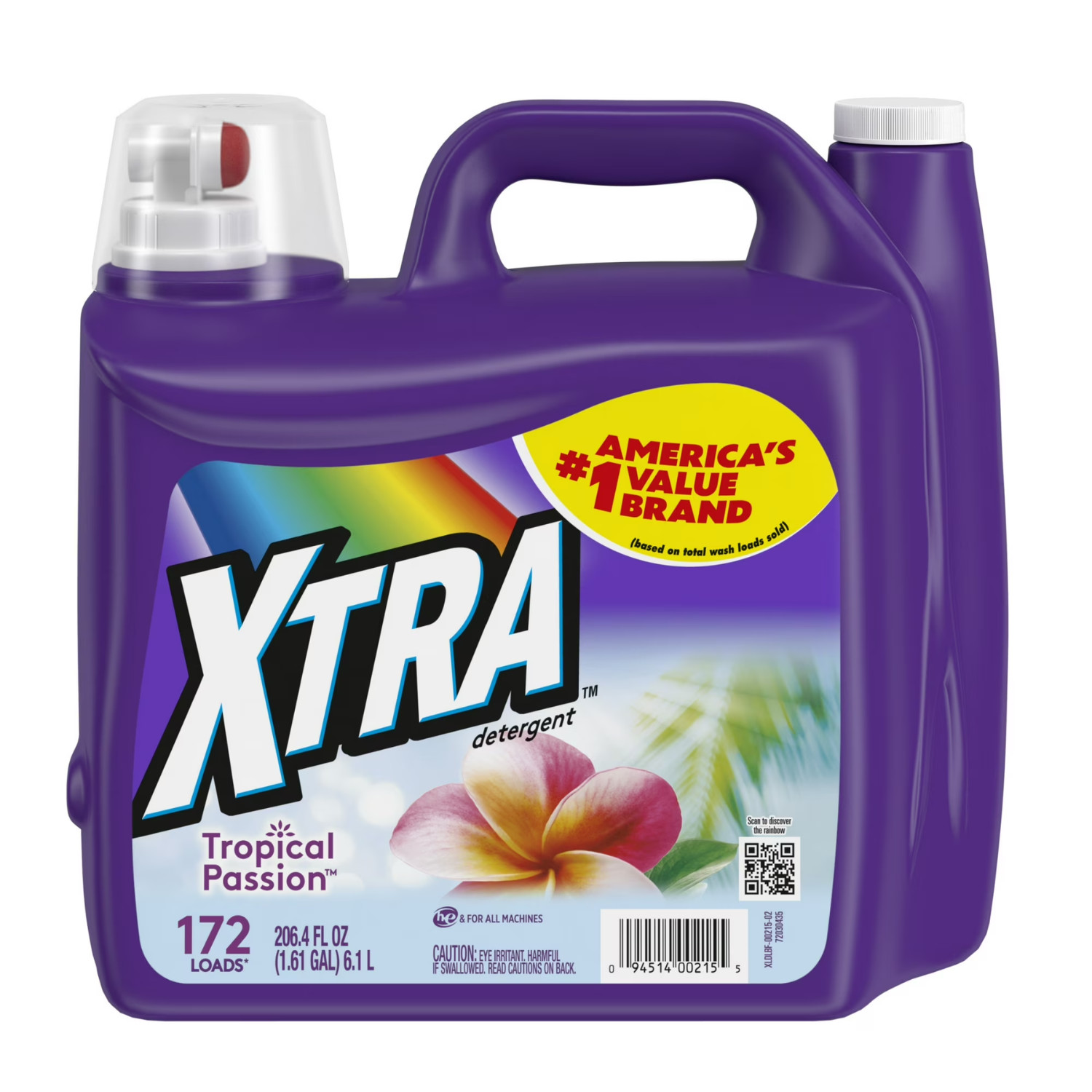 2 Pack Xtra Laundry Detergent Tropical Passion 206.4 fl oz, 172 Loads, Bulk Pack