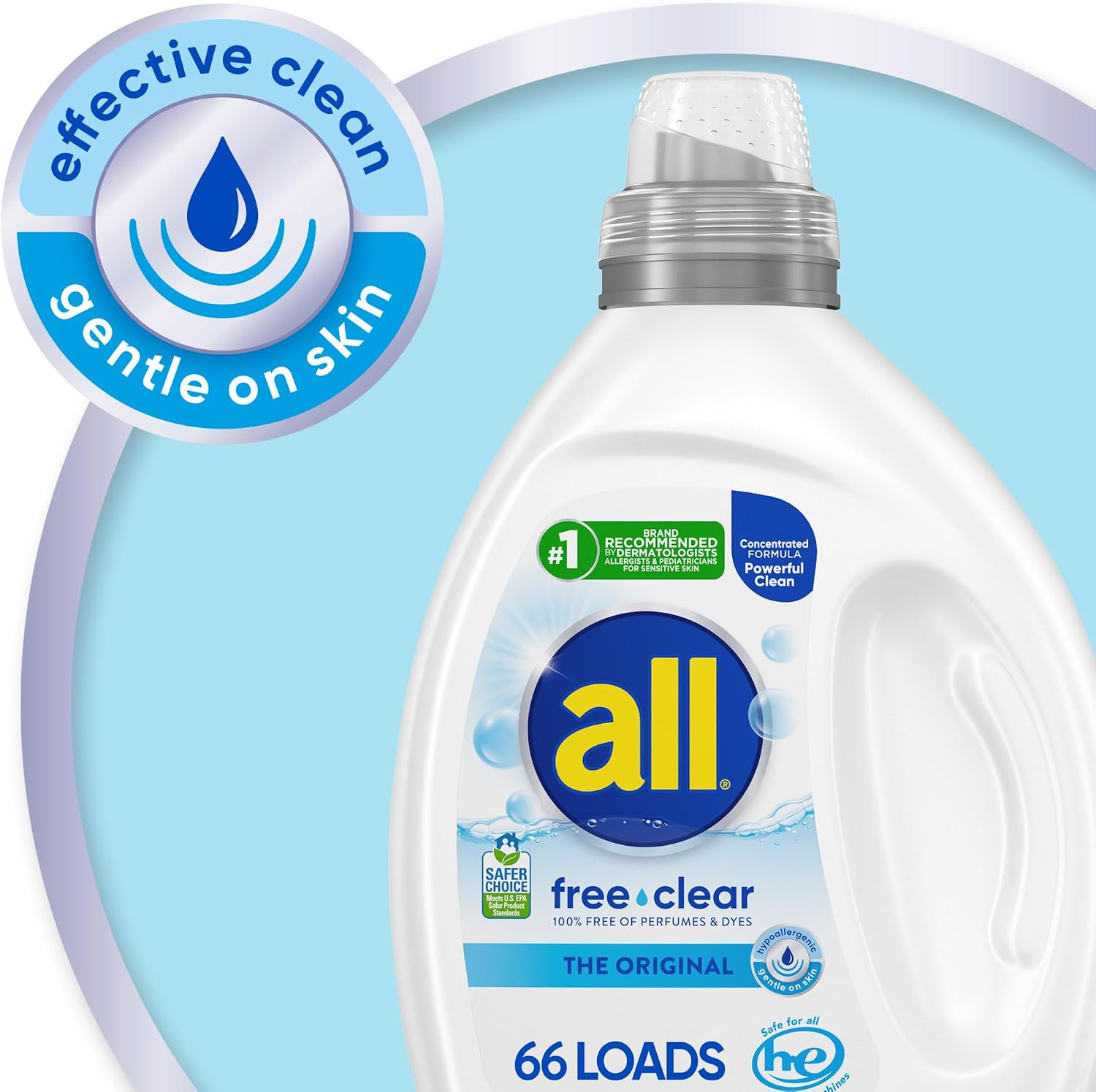 free clear The Original Laundry Detergent for Sensitive Skin, 50oz, 66 Loads, Un