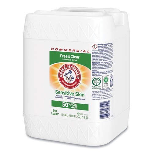 Arm & Hammer HE Liquid Detergent, Free & Clear, 640 Loads, 5 gal Jug