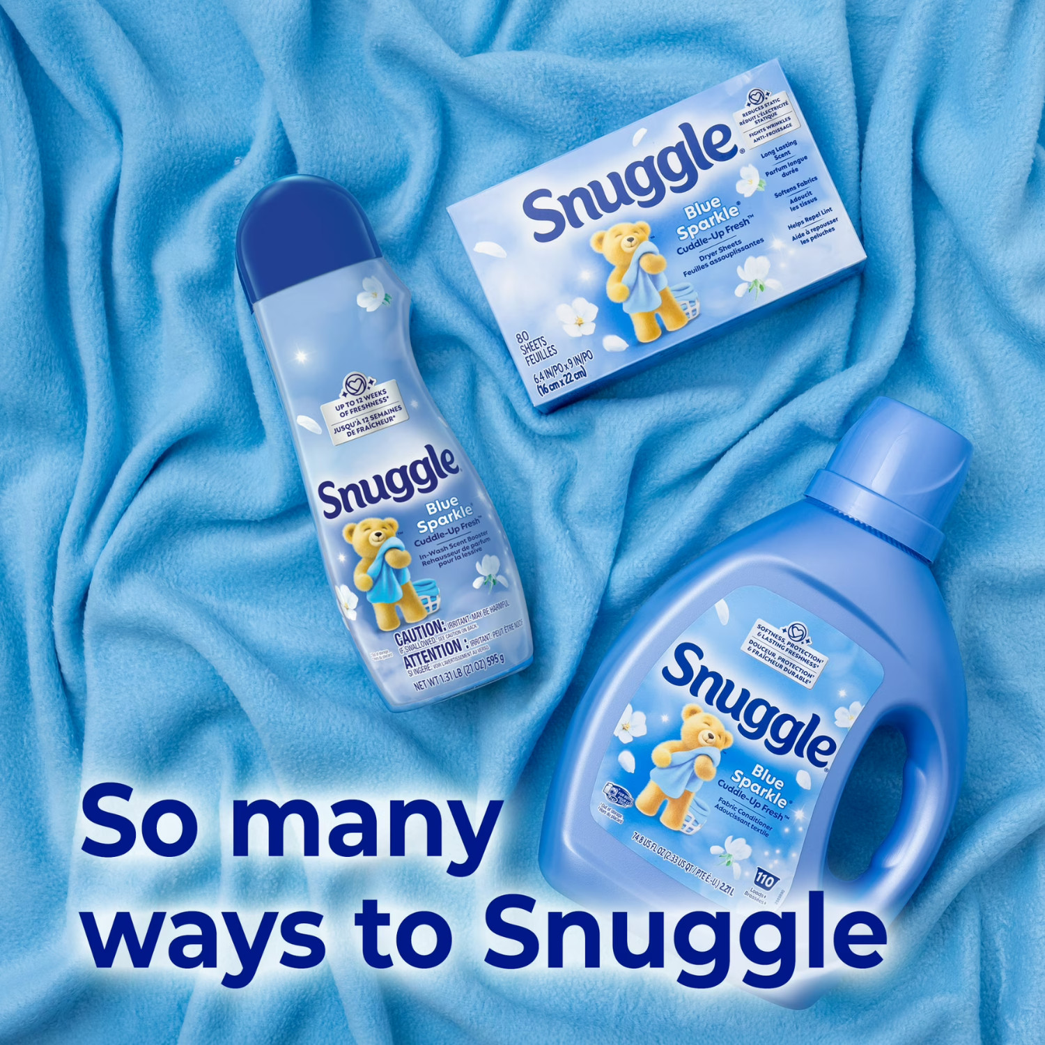 Snuggle 123.1 oz Fabric Softener Blue Sparkle Cuddle Up Fresh Scent, 2 Pack