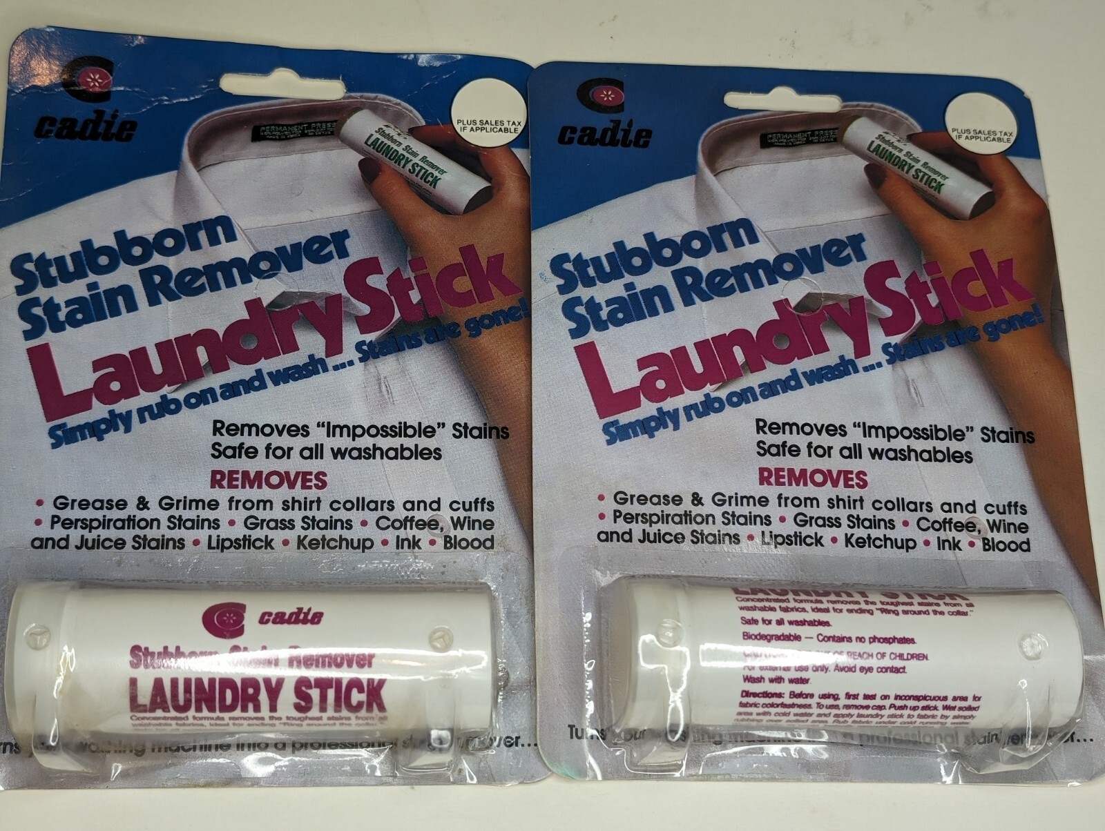 Lot Of 2 Cadie Stubborn Stain Remover Laundry Stick NOS