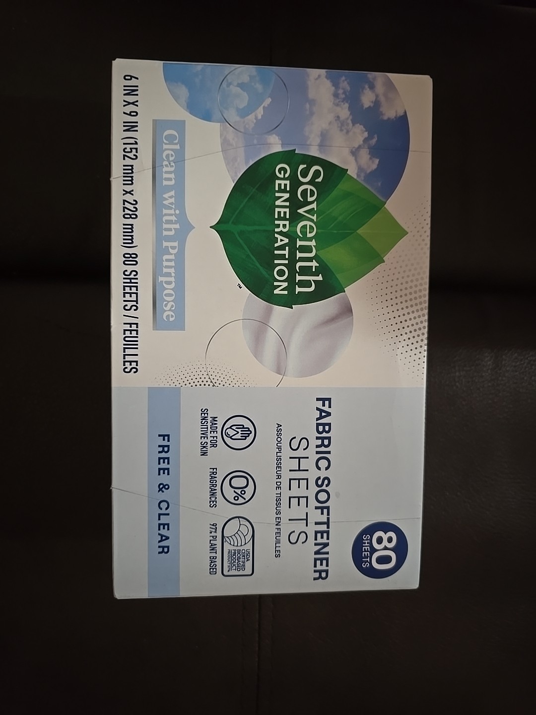 Fabric Softener Sheets, Free & Clear, 80 Sheets (K46)